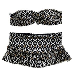 LA BLANCA Multi Print Ruffle Skirt with Twist Bandeau Top Bikinis Size 4